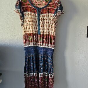 EUC Faherty Behimi Floral Patchwork Flutter Sleeve Dress